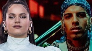 Rosalía y Rauw Alejandro, de la mano saliendo de un restaurante