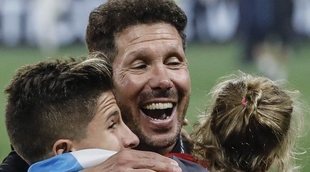 Simeone, más que feliz en familia por la victoria del Atlético de Madrid