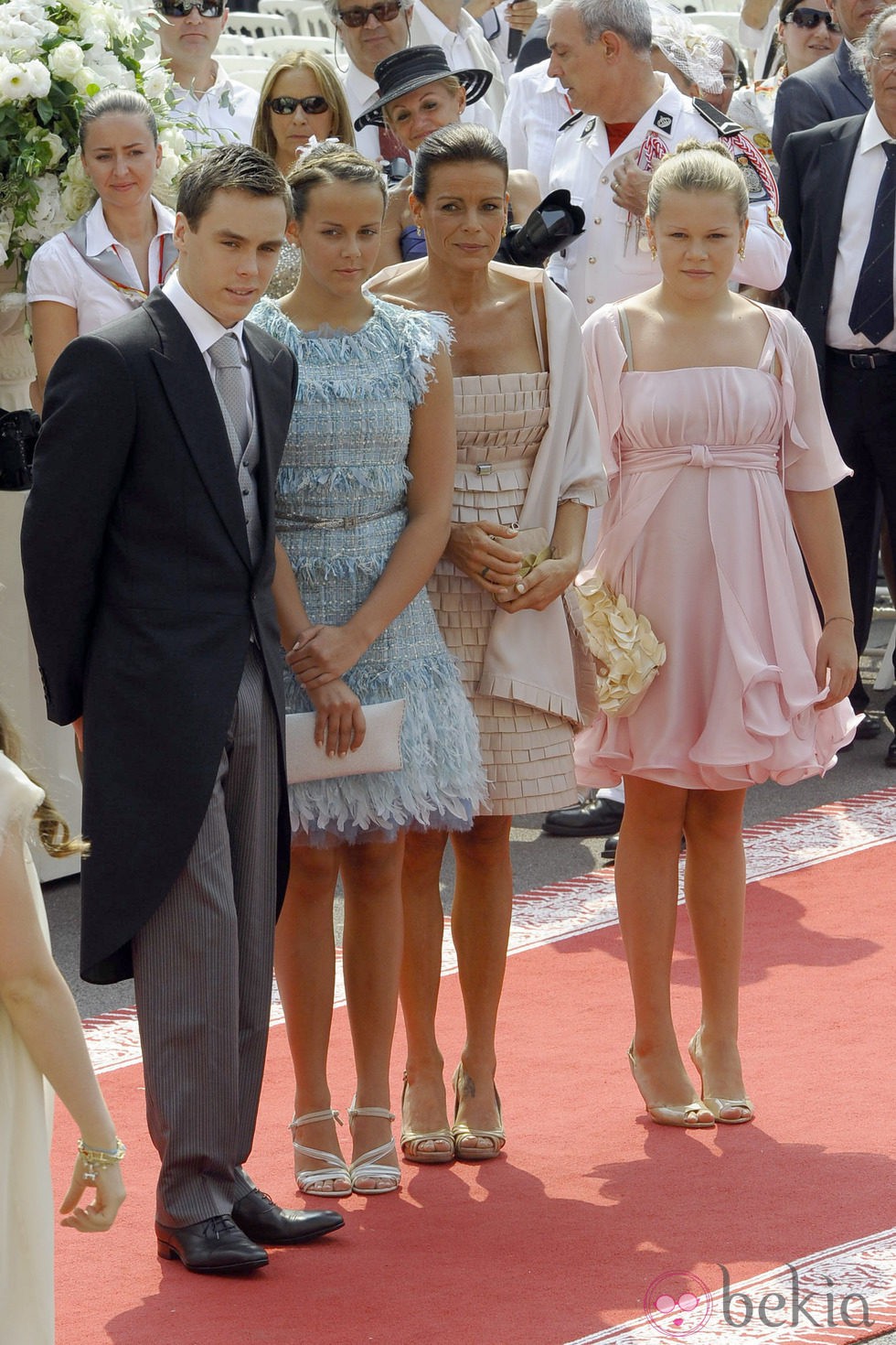 Estefanía de Mónaco y sus tres hijos en la boda de Alberto y Charlene