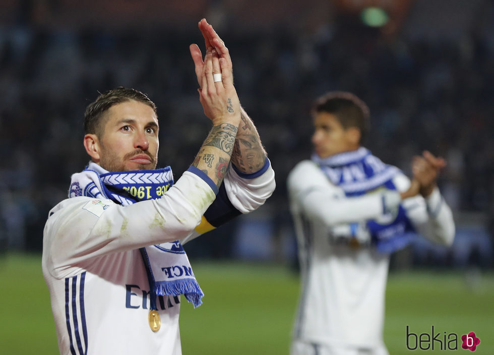 Sergio Ramos celebrando la victoria del Real Madrid en el Mundial de Clubes 2016