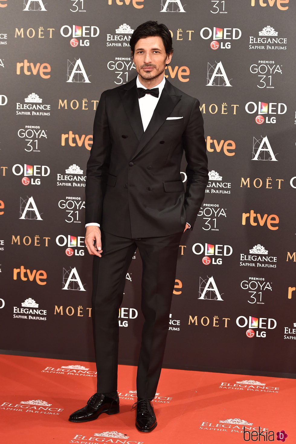 Andrés Velencoso en la alfombra roja de los Premios Goya 2017