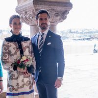 Carlos Felipe de Suecia y Sofia Hellqvist en el Ayuntamiento de Estocolmo por la visita del Gobernador de Canadá