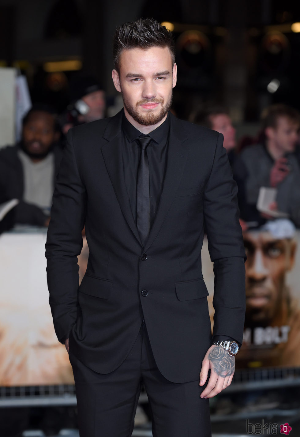 Liam Payne posando en la alfombra roja de 'I Am Bolt'