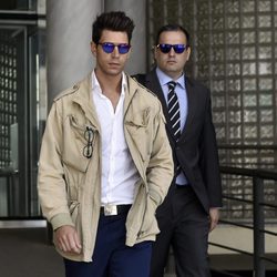 Diego Matamoros saliendo de los Juzgados de lo Penal tras su juicio con Tanit Grande