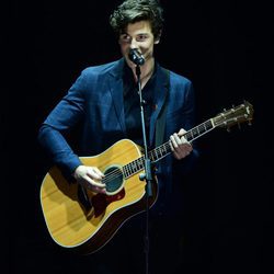 Shawn Mendes durante su actuación en los MTV EMA 2017