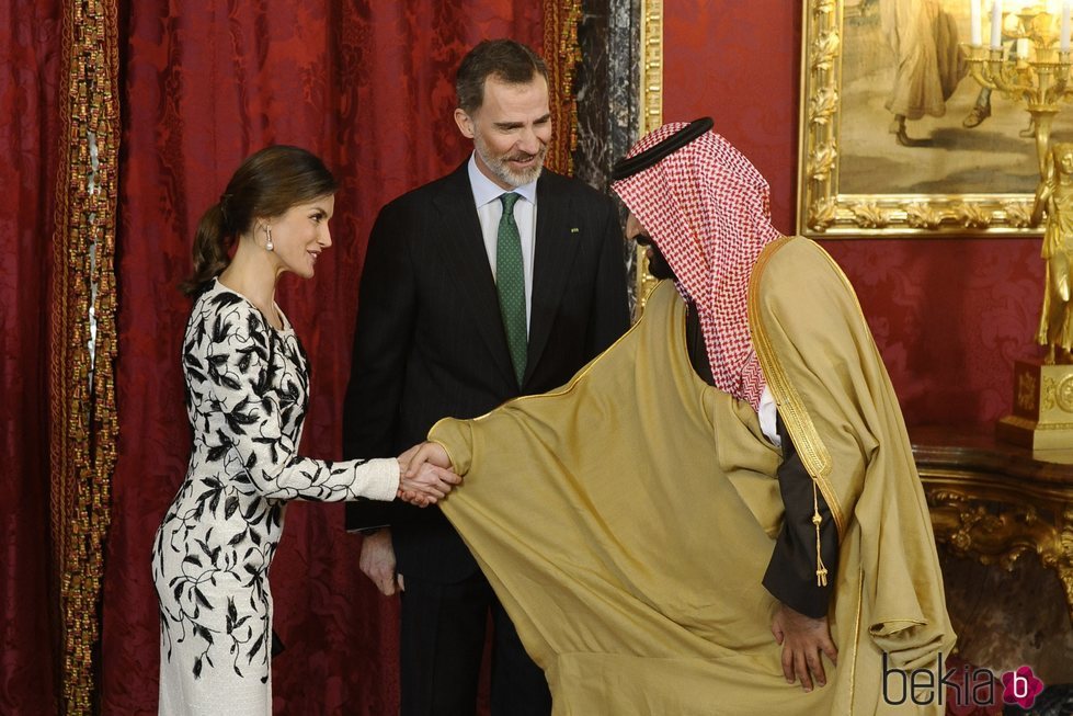 Los reyes Felipe y Letizia en la visita del príncipe Mohammed Bin Salman