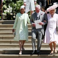 Doria Ragland, el Príncipe Carlos y la Duquesa de Cornualles a la salida de la boda del Príncipe Harry y Meghan Markle