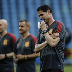 Fernando Hierro en el último entrenamiento de España antes de debutar en el Mundial de Rusia 2018