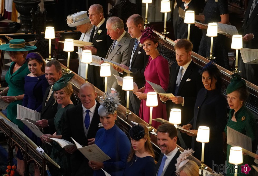 La Familia Real Británica y Pablo de Grecia en la boda de Eugenia de York y Jack Brooksbank