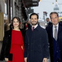 Carlos Felipe de Suecia y Sofia Hellqvist con Magdalena de Suecia y Chris O'Neill en el seminario por el 75 cumpleaños de Silvia de Suecia