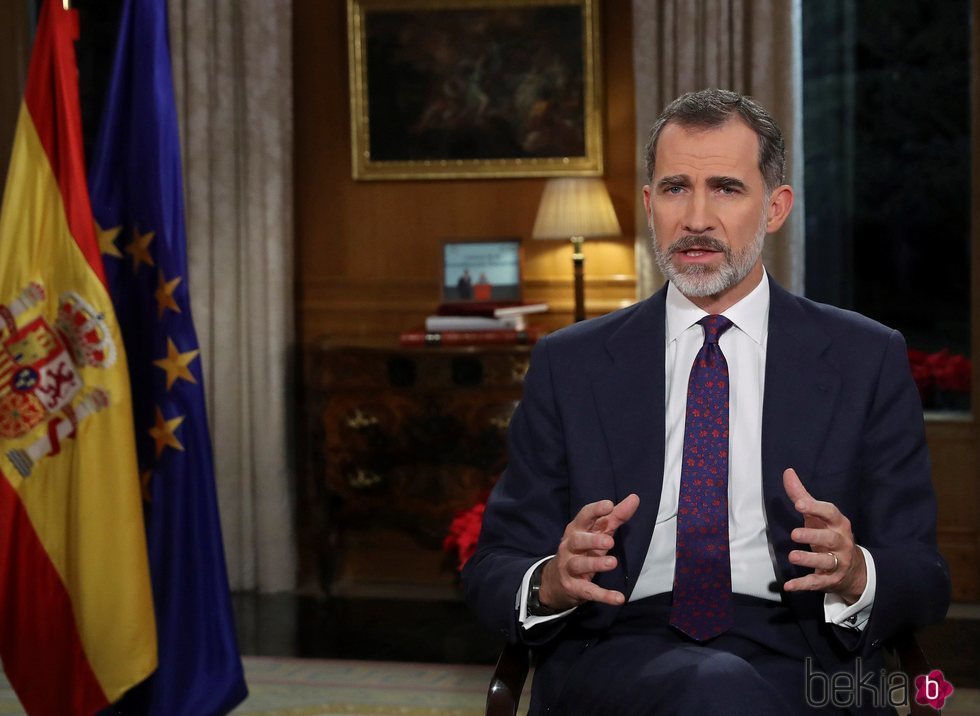 El Rey Felipe VI dando el mensaje de Navidad de 2018