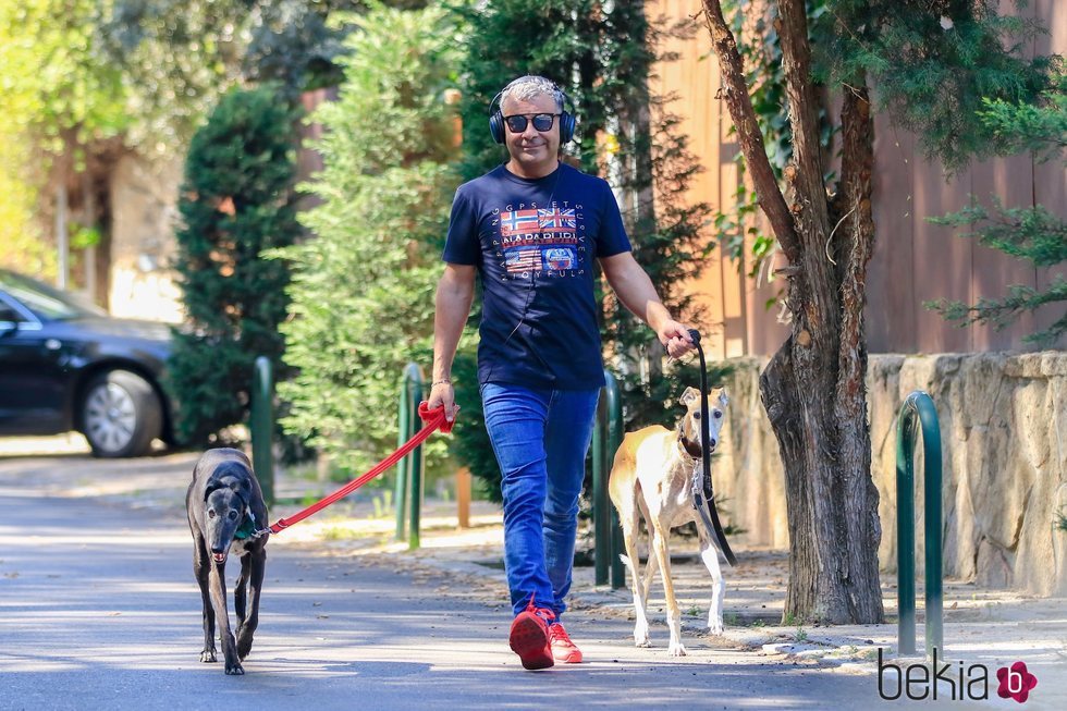 Jorge Javier Vázquez pasea dos perros durante su recuperación
