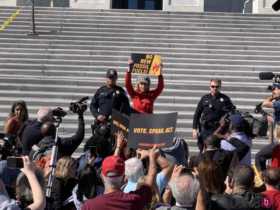 Jane Fonda en una manifestación contra el cambio climático