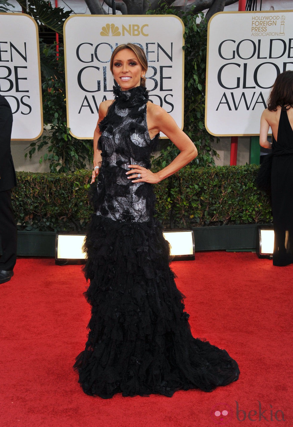 Giuliana Rancic en la alfombra roja de los Globos de Oro 2012