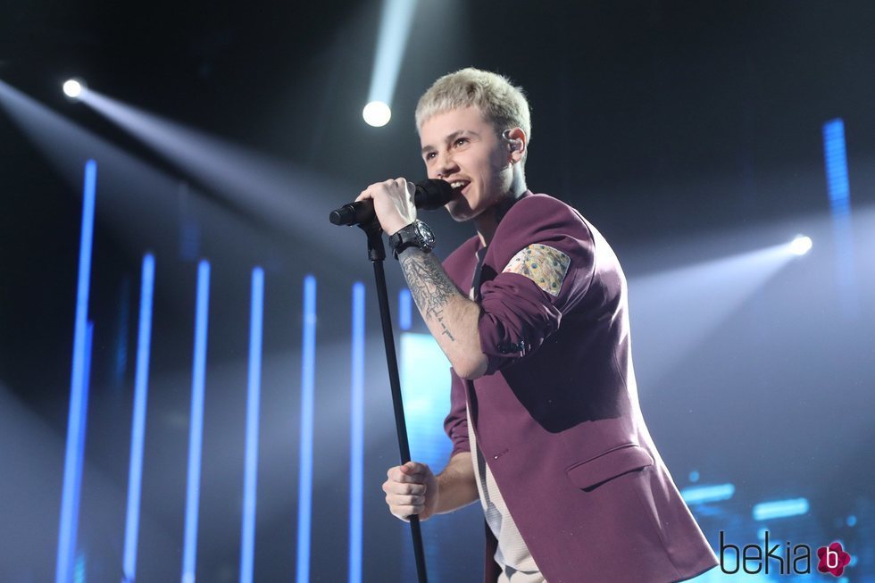 Hugo Cobo durante su actuación en la gala 8 de 'OT 2020'