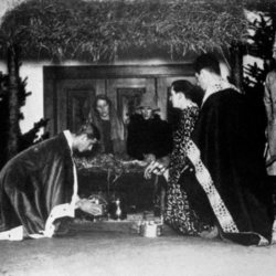 El Duque de Edimburgo en una obra de teatro en Gordonstoun en su juventud