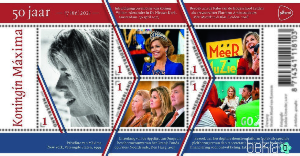 Sellos conmemorativos por el 50 cumpleaños de Máxima de Holanda