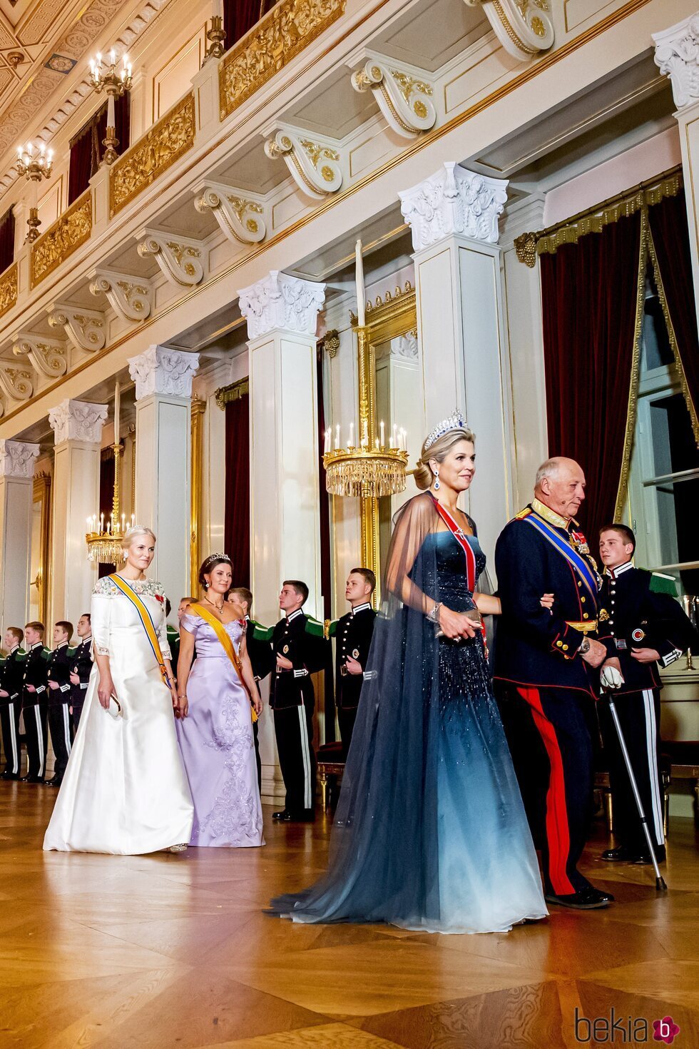 Harald de Noruega, Máxima de Holanda, Mette-Marit de Noruega y Marta Luisa de Noruega en la cena de gala por la Visita de Estado de los Reyes de Holanda a 
