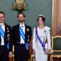Daniel de Suecia, Carlos Felipe y Sofia de Suecia en la cena de gala a los Reyes de España