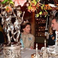 Silvia de Suecia y el Rey Felipe en la cena de gala por la Visita de Estado de los Reyes de España a Suecia