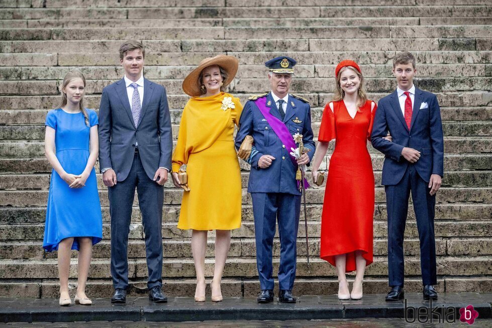Los Reyes de Bélgica con sus hijos en el Día Nacional de Bélgica 2022