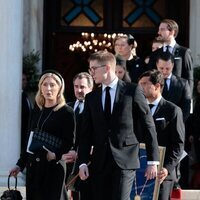 Marie Chantal de Grecia y Constantino Alexios de Grecia tras el funeral de Constantino de Grecia