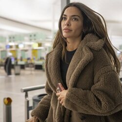 Joana Sanz llegando al aeropuerto de Barcelona