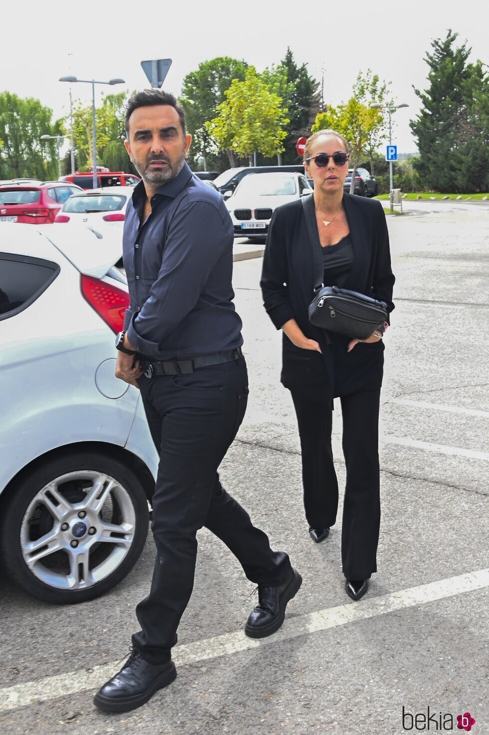 Rocío Carrasco y Fidel Albiac en el tanatorio para dar el último adiós a María Teresa Campos