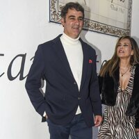 María José Campanario, sonriente con Jesulín de Ubrique el día de la celebración de su cumpleaños