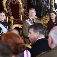 Los Reyes Felipe y Letizia y la Princesa Leonor en el Salón del Trono durante la Pascua Militar 2025