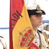 La Princesa Leonor como abanderada en la jura de bandera de españoles residentes en Uruguay en el Elcano en Montevideo