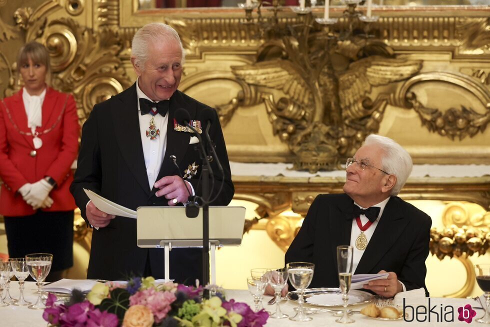 El Rey Carlos III en su discurso ante Sergio Mattarella en la cena de gala por su Visita de Estado a Italia