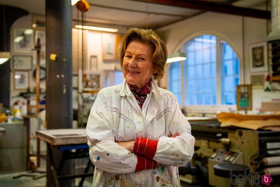Sonia de Noruega en un taller en Copenhague