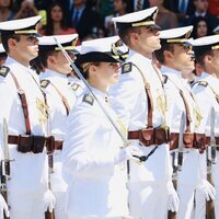 La Princesa Leonor en el acto en el que recibió la Gran Cruz del Mérito Naval con distintivo blanco en Marín