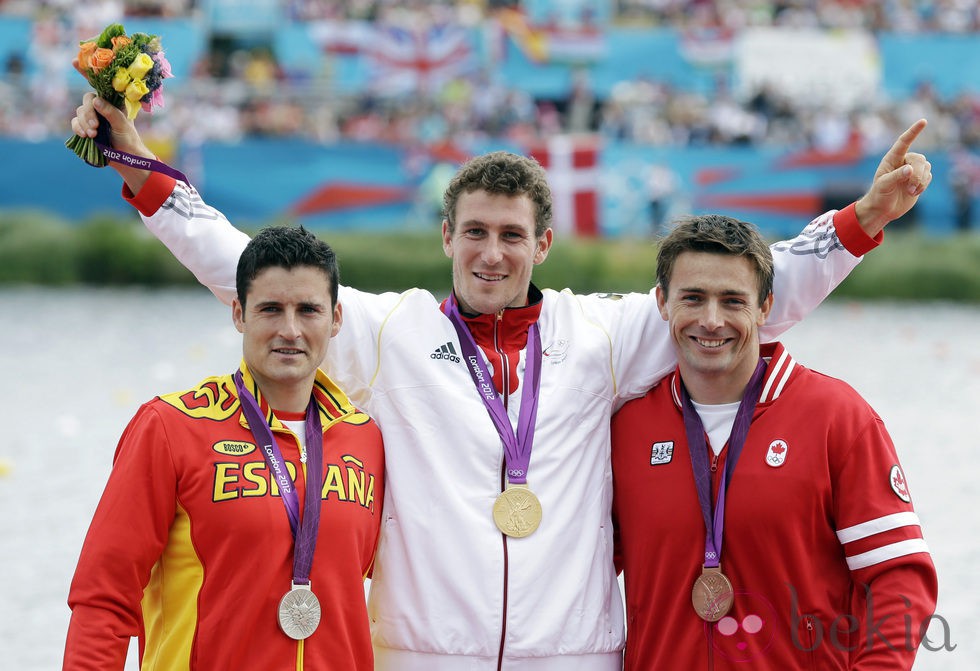 David Cal, el alemán Sebastian Brendel y Mark Oldershaw en Londres 2012