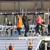 Taio Cruz y Jessie J durante el ensayo de la ceremonia de clausura de los Juegos Olímpicos de Londres 2012