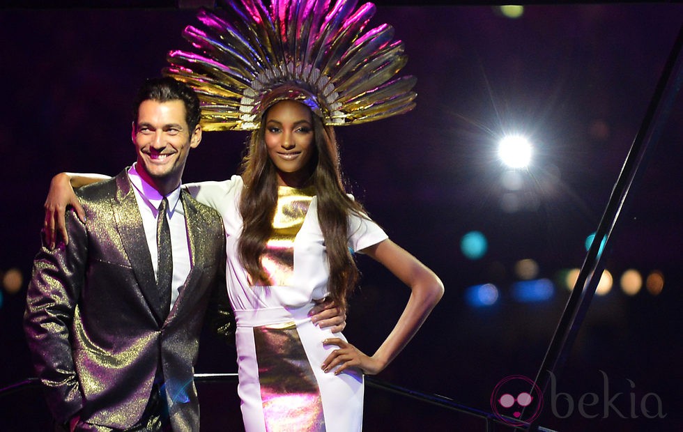 David Gandy y Jourdan Dunn durante la clausura de los Juegos Olímpicos