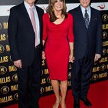 Patrick Duffy, Linda Grey y Larry Hagman en la promoción de 'Dallas' en Londres