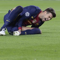 Gerard Piqué sufre por su lesión en el pie izquierdo