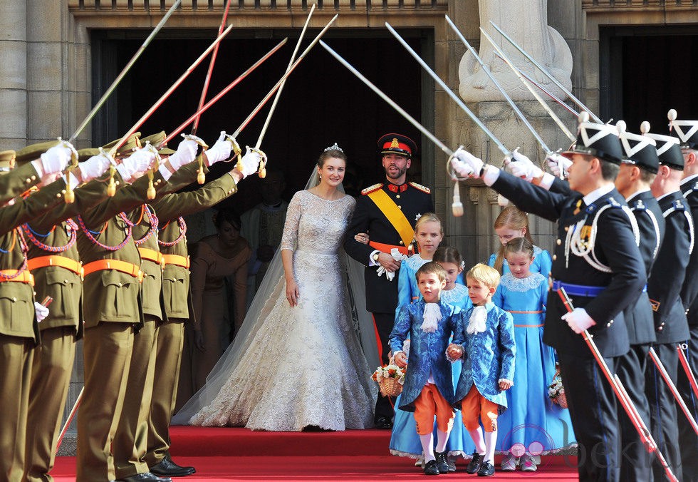 Guillermo de Luxemburgo y Stéphanie de Lannoy tras su boda religiosa
