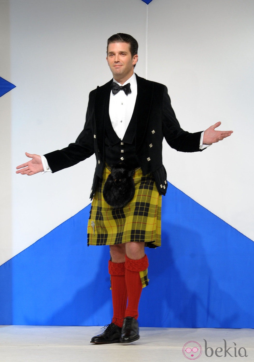 Donald Trump Jr. desfilando con una 'kilt' en el 9th desfile de faldas escocesas