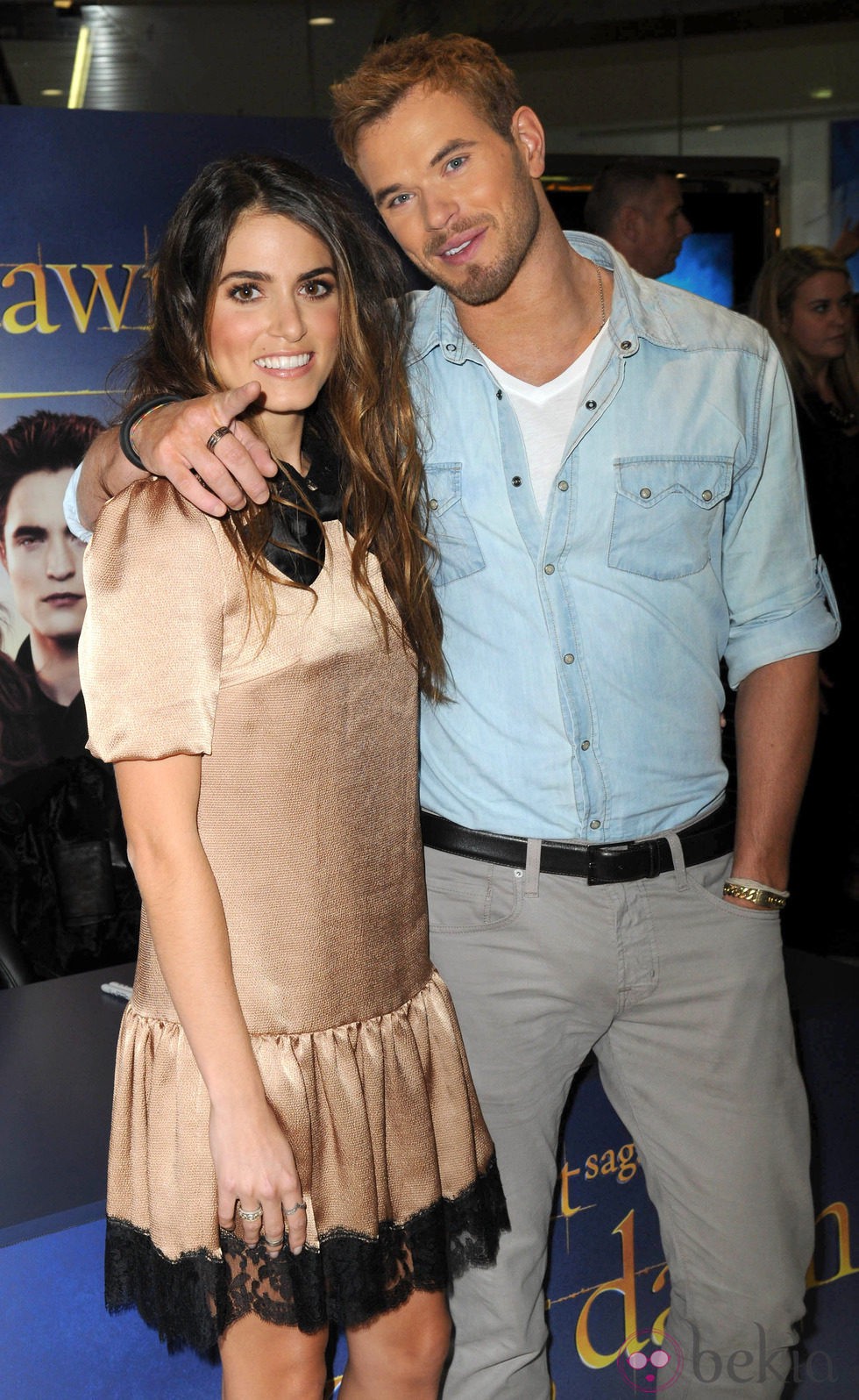 Kellan Lutz y Nikki Reed en la promoción de 'Amanecer. Parte 2' en Glasgow