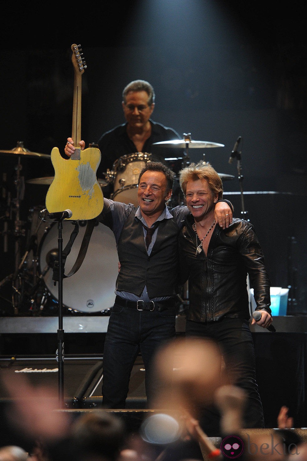 Jon Bon Jovi y Bruce Springsteen en el concierto a favor de las víctimas del huracán Sandy