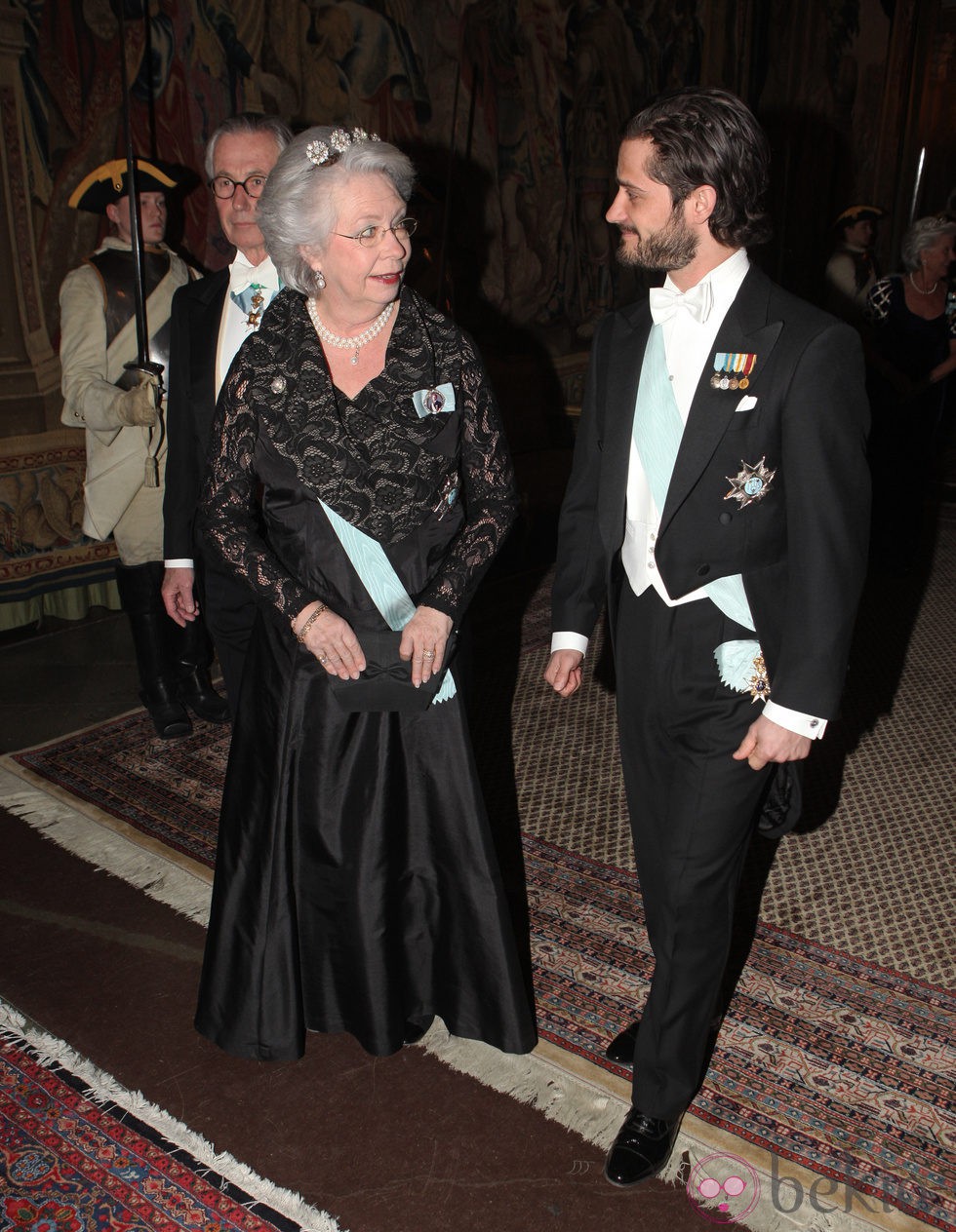 La Princesa Cristina y el Príncipe Carlos Felipe en la cena al gala al presidente de Turquía