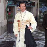 Antonio Banderas vestido de cofrade en la Semana Santa de Málaga 2013