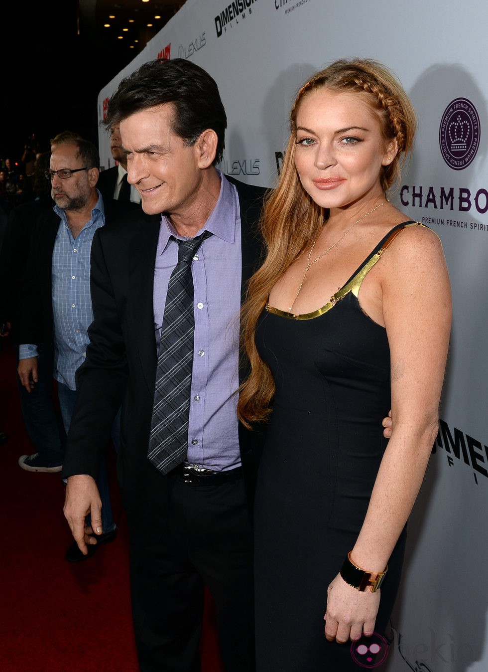 Lindsay Lohan y Charlie Sheen en la premiere de 'Scary Movie 5'