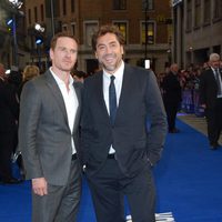 Michael Fassbender y Javier Bardem en el estreno de 'El Consejero' en Londres