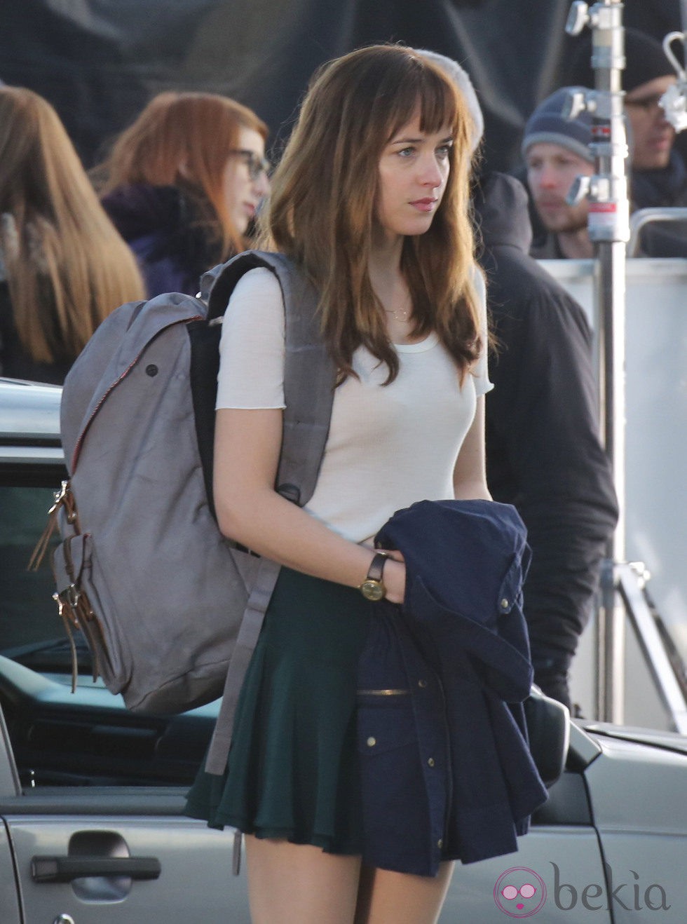 Dakota Johnson, colegiala en el rodaje de 'Cincuenta sombras de Grey'