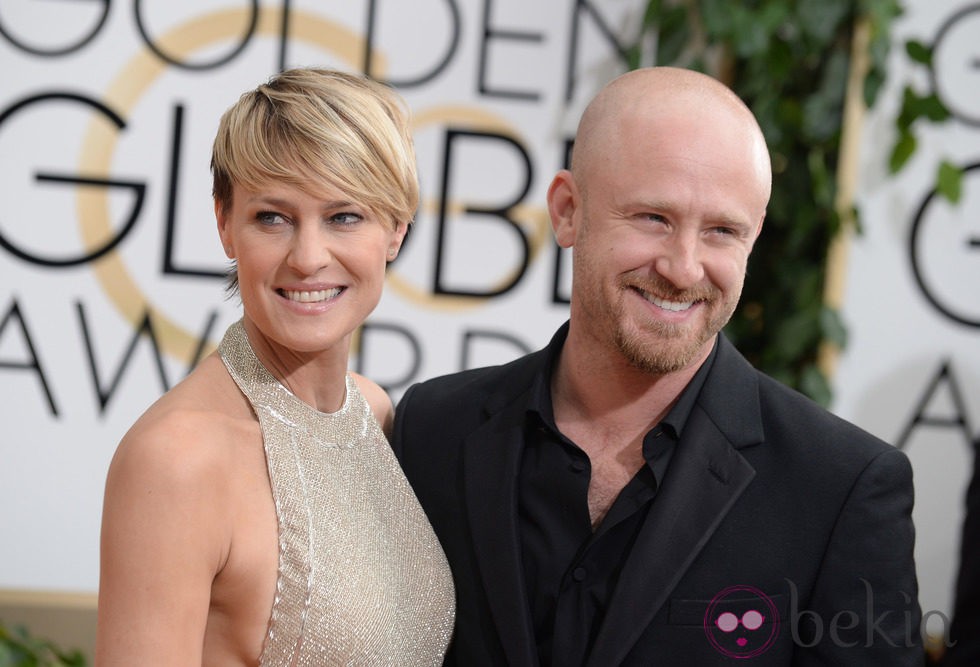 Robin Wright y Ben Foster en la alfombra roja de los Globos de Oro 2014