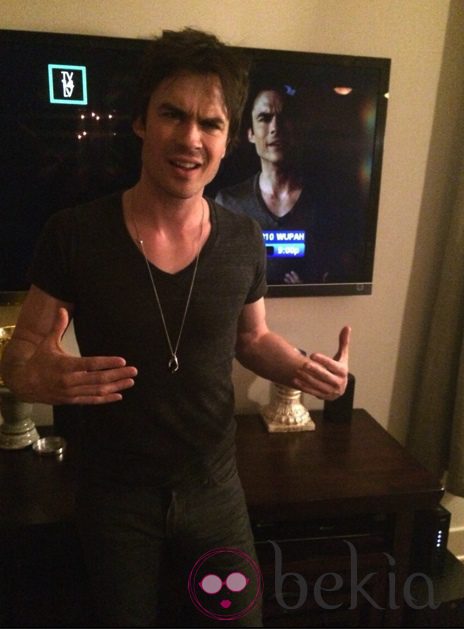 Ian Somerhalder durante la fiesta del episodio número 100 de 'Crónicas vampíricas'